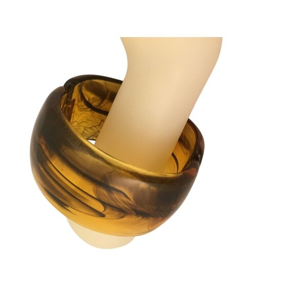 Plastic Vintage Jewelry Translucent Resin Cuff Bangle Hinged Bracelet - Picture 10 of 16